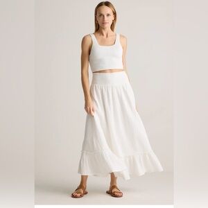 Quince White Tiered Maxi Skirt
